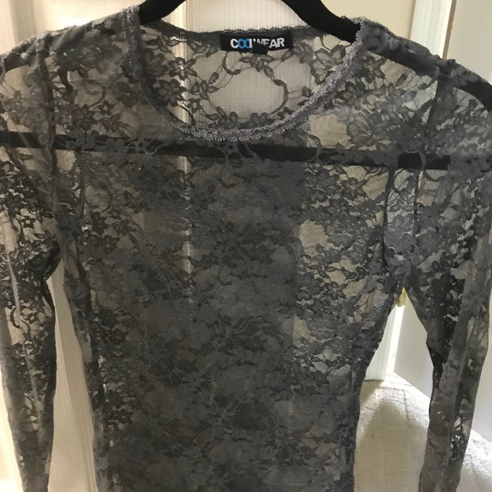 🍁 see through lacey grey long sleeve
